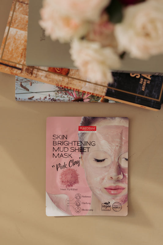 Skin brightening mud sheet mask “pink clay”